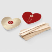 Éventail Gold Red Circle Double Bonheur Mariage chinois (Non-assemblé)