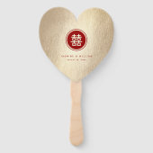 Éventail Gold Red Circle Double Bonheur Mariage chinois (Devant)