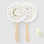 Éventail Gold Stars Night Celestial Sunburst Moon (Devant et derrière)