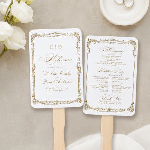 Éventail Gold Vintage Frame Classic Script Wedding Programm
