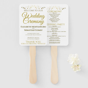 Éventail Gold & White Élégant programme de mariage florissa