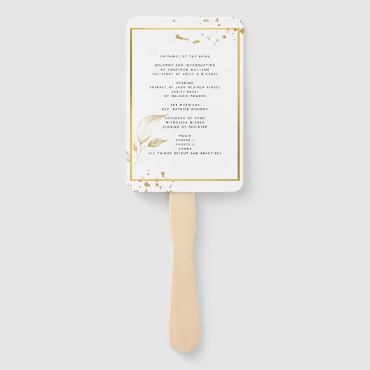 Éventail GOLD White Wedding Programme (Dos)
