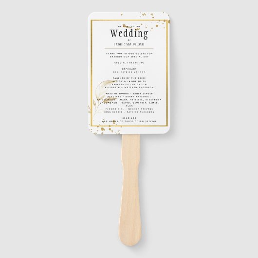 Éventail GOLD White Wedding Programme (Devant)