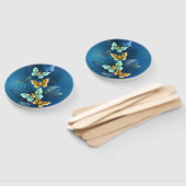 Éventail Golden butterflies (Non-assemblé)