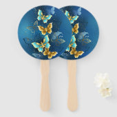 Éventail Golden butterflies (Devant et derrière)