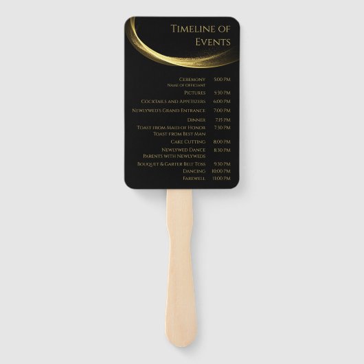 Éventail Golden Elegance-Wedding Programme- (Dos)