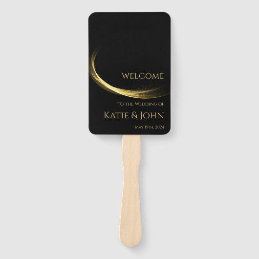 Éventail Golden Elegance-Wedding Programme- (Devant)