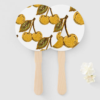 Éventail Golden Metallic Cherries Pattern