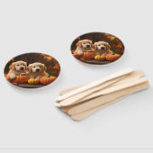 Éventail Golden Retriever Puppy Automne Citrouille de plais (Non-assemblé)