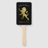 Éventail Golden Royal Lion sur le nom personnel noir (Dos)