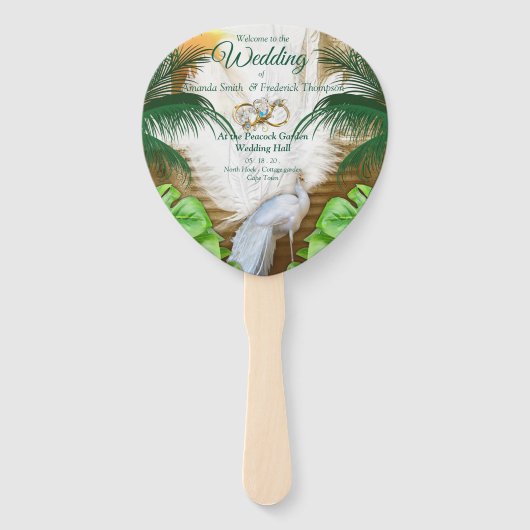 Éventail Golden Royal Peacock Temple Dreams (Devant)