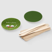 Éventail Golf Mariage deux balles de golf sur vert avec amo (Non-assemblé)