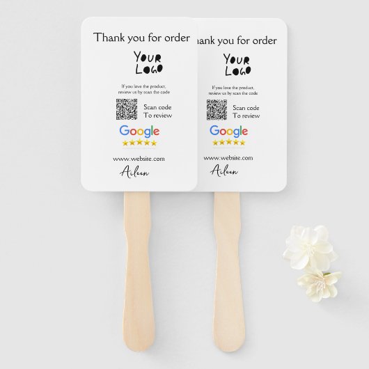 Éventail Google examen logo entreprise site Web scanner cod (Devant et derrière)