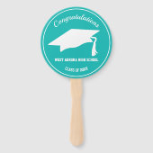 Éventail Grad Casquette Moderne Graduate Photo Turquoise (Dos)
