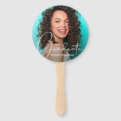 Éventail Grad Casquette Moderne Graduate Photo Turquoise (Devant)