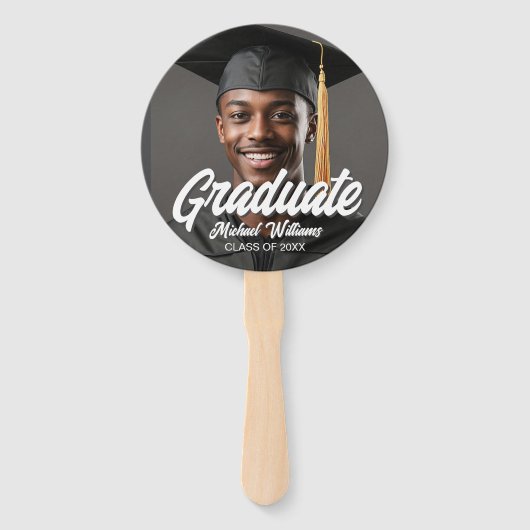 Éventail Graduate Photo with Bold Script Graduation Parents (Devant)