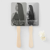 Éventail graduation 2025, deux photos script moderne simple (Devant et derrière)