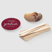 Éventail Graduation 2025 Photo Burgundy Script Grad Party (Non-assemblé)