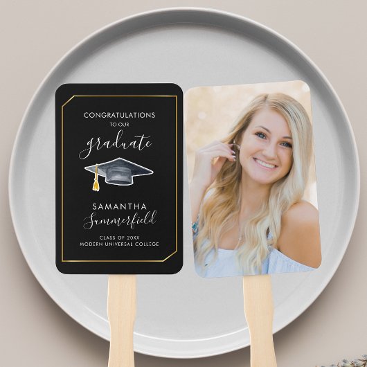 Éventail Graduation 2025 Photo Script Grad Black Party