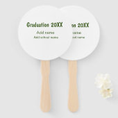 Éventail Graduation 20XX ajouter nom année école vert moder (Devant et derrière)