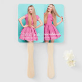 Éventail graduation 2 photos blanc écriture moderne design (Devant et derrière)