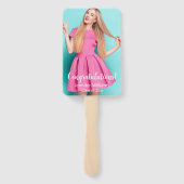 Éventail graduation 2 photos blanc écriture moderne design (Dos)