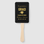 Éventail Graduation Black Gold Stars Graduate Photo Long (Devant)