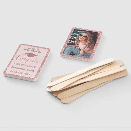 Éventail Graduation Chic Rose Gold Rose Graduate Photograph (Non-assemblé)