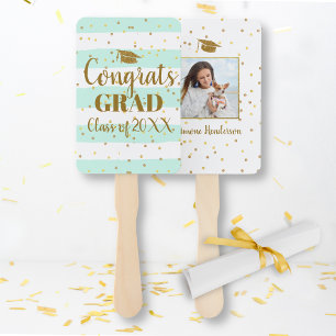 Éventail Graduation Congrats Grad Photo Gold Parties scinti