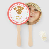 Éventail Graduation Coral Pink Gold Photo Félicitations (Devant et derrière)