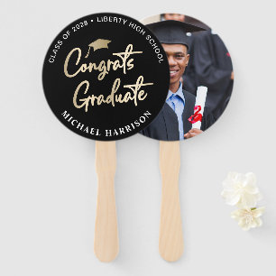 Éventail Graduation Félicitation Photo Noir