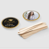 Éventail Graduation moderne Black et Gold Graduate Photo (Non-assemblé)