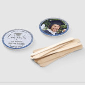 Éventail Graduation Moderne Bleu et Argent Photo Graduate (Non-assemblé)