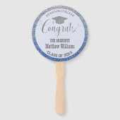 Éventail Graduation Moderne Bleu et Argent Photo Graduate (Devant)