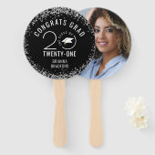 Éventail Graduation moderne Noir Classe Design Année (Devant et derrière)