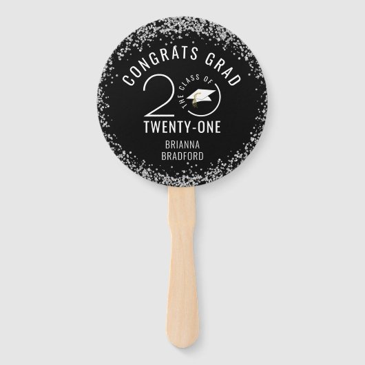 Éventail Graduation moderne Noir Classe Design Année (Devant)