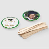 Éventail Graduation Moderne Vert et Or Photo Graduate (Non-assemblé)