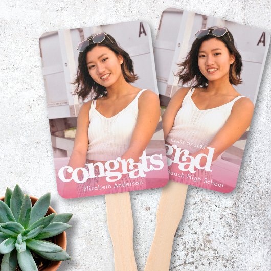 Éventail Graduation photo chic simple moderne gardien rose