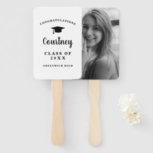 Éventail Graduation Photo mignonne Black White Girl Graduat