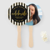 Éventail Graduation photo or script noir strisgarde (Devant et derrière)