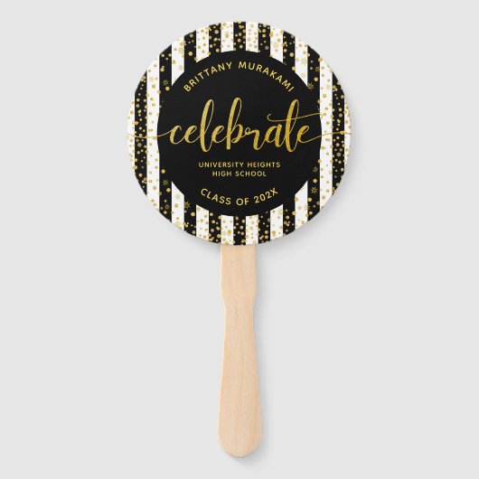 Éventail Graduation photo or script noir strisgarde (Devant)
