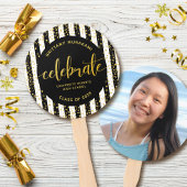 Éventail Graduation photo or script noir strisgarde