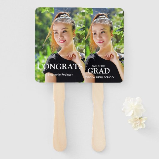 Éventail Graduation Photo Simple Moderne Keepsaké (Devant et derrière)