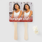 Éventail Graduation photo simple moderne tendance rouge gar (Devant et derrière)