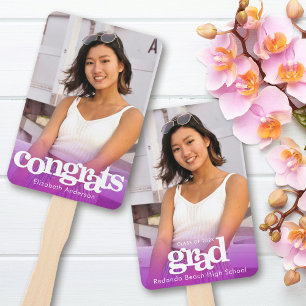 Éventail Graduation photo simple moderne violet gardien