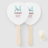 Éventail Gradué ajouter nom monogramme vert rose simple min (Devant et derrière)