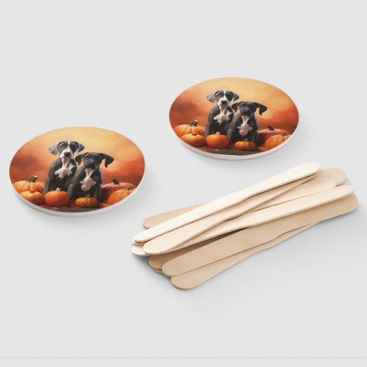 Éventail Grand Chiot Danse Automne Délice Citrouille (Non-assemblé)