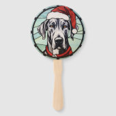 Éventail Grand Danois Vitrail de Noël (Devant)