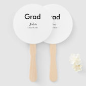 Éventail grand garçon ajouter nom félicitations date année  (Devant et derrière)