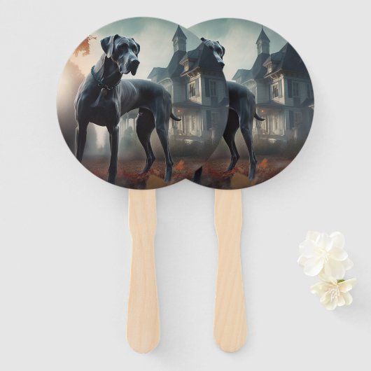 Éventail Grande Dane Halloween effrayante (Devant et derrière)